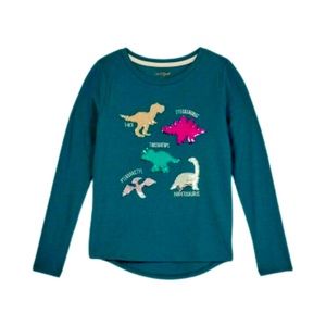 Cat & Jack Sequin dinosaur long sleeve tee